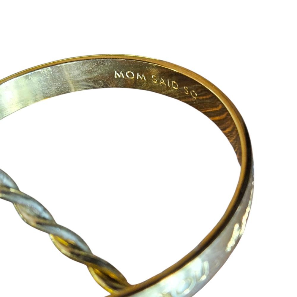 Kate Spade New York Mom Said So Gold Tone Bangle Braclet.